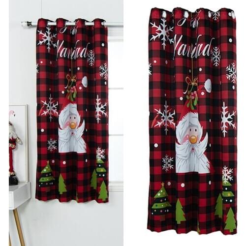 Living Room Decorative Curtain Christmas Red Christmas Decoration Blackout Curtain Print Curtain Bedroom
