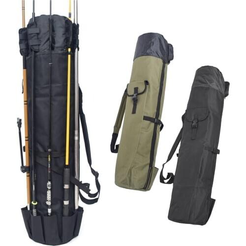 Fishing Rods Holder Holds 5 Pole Tools Storage Bag Fisherman Gear Carry Case