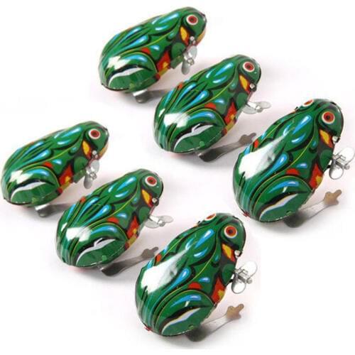 Kids Classic Tin Wind Up Clockwork Toys Jumping animal For Frogs Vintage Toy For Children Boys Educational Free Shipping