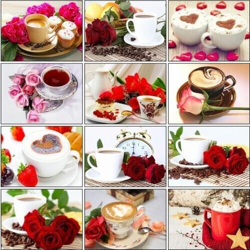 Evershine 5D DIY Diamond Painting Cross Stitch Coffee Cup Diamond Embroidery Flowers Rhinestone Pictures Gifts For Women