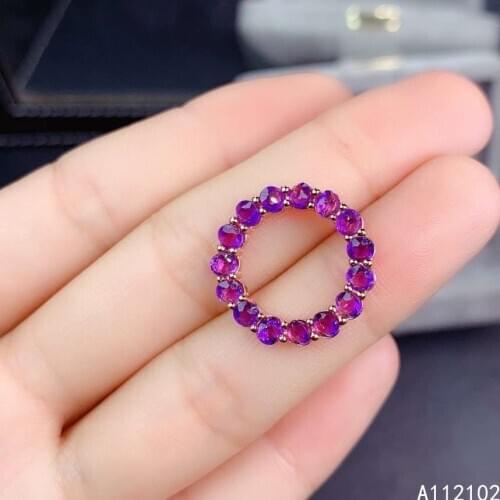 KJJEAXCMY fine jewelry 925 Sterling Silver inlaid Amethyst fashion girl new Pendant Necklace hot selling