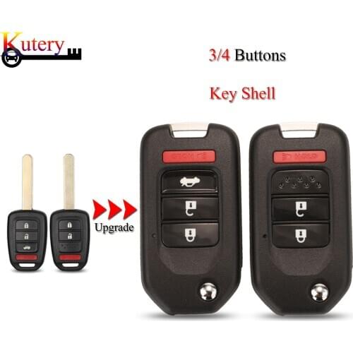 Kutery Remote Car Key Shell For Honda Accord CR-V CITY CIVIC FIT FRV HRV JAZZ XRV VEZEL 3/4 Buttons Replacement Key Case Fob