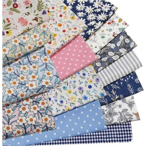 Small White Purple Orange Flower Daisy Floral Gray Leave 100% Cotton Twill Fabrics For Girl Patchwork Clothes Dress Shirt Craft