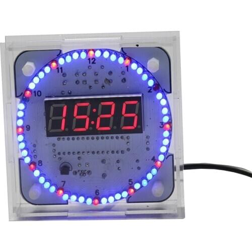 Electronic Digital Clock Kit Rotating LED Electronic DIY Parts 51 Single Chip Computer Training Component Package