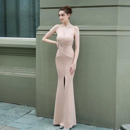 2021 New Bride Long Tube Top Slim Mermaid Skirt Wedding Car Model Exhibition Dress