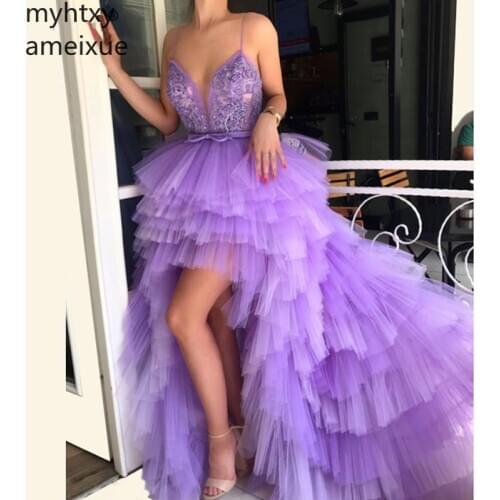 2020 New Plus Size Evening Dress V-neck Sweep A-line Sleeveless Floor-length Tulle Natural Spaghetti Robe De Soiree Event Dress