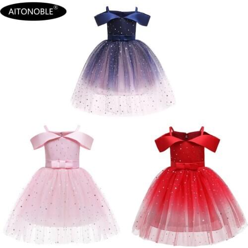 Aitonoble New Costume Christmas Dress Girls Dress Children Skirt Cosplay Christmas Dress For Girls With a Gift Bag
