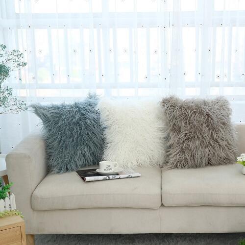 NEW Solid Soft Plush Faux Fur Wholesale Decorative Cushion Cover Throw Pillows For Home Sofa Car Chair Hotel Home Decoration