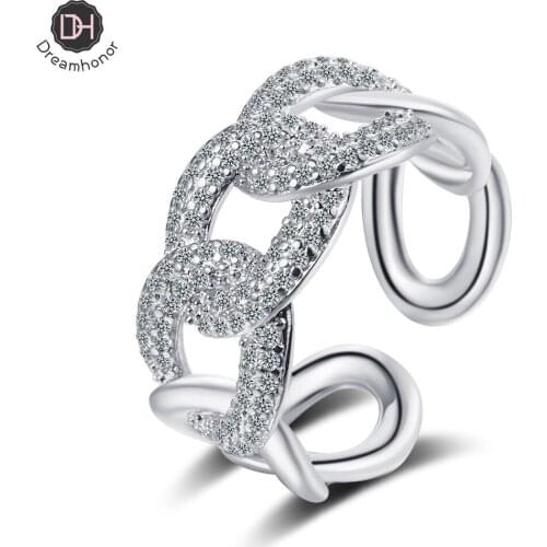 Dreamhonor 2021 New Arrivals Simple 925 Silver Crystal Rhinestone Zircon Rings For Woman Jewelry Gift