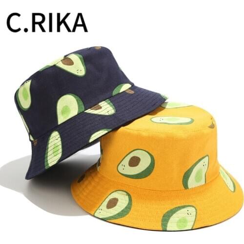 2020 Summer Cotton Avocado Bucket Hat Men Women Panama Fashion Foldable Bob Fisherman Hat Casual Outdoor Travel Fishing Cap