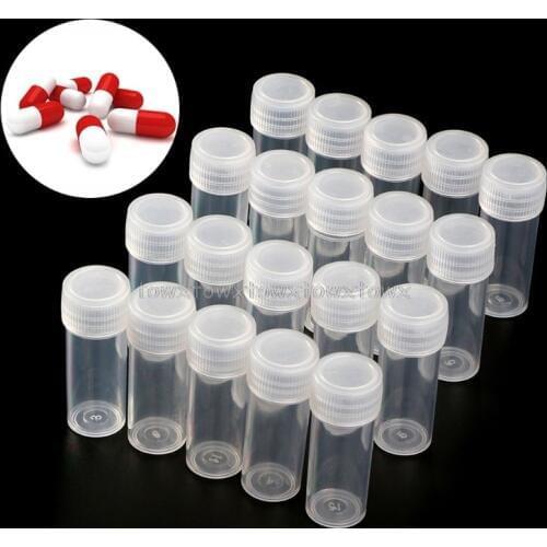 20Pcs 5ml Plastic Test Tubes Vials Sample Container Powder Craft Screw Cap Bottles for Office School Chemistry Supplies Jy23 19