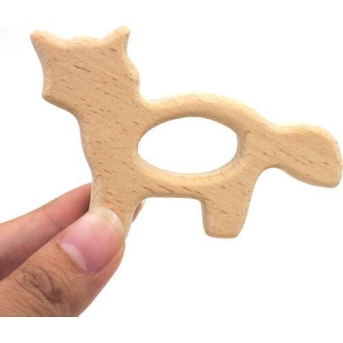 20PCS fox beech teether animal wood pendant for baby new mother gift accessory Australia SGS SAFE EA210