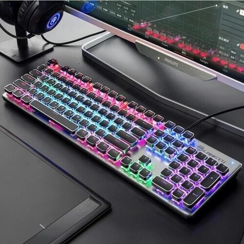 Wired Real Mechanical Keyboard for Langtu E-sports Office Mechanical Keyboard Electroplated Keycap Real Mechanical Keyboard