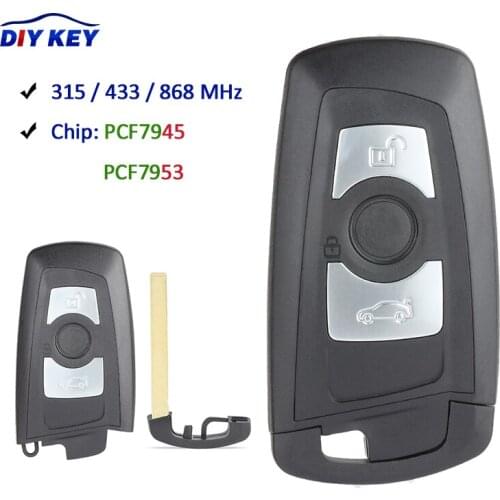 DIYKEY Remote Key Fob 3 Button 315MHz / 433MHz / 868MHz PCF7953 / PCF7945 49 Chip for BMW F Chassis FEM / BDC CAS4 CAS4