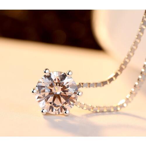 925 Sterling Silver Six Claw Shiny Crystal Ladies' Chains Necklaces Female Birthday Gift Women Fashion Jewelry Wholesale