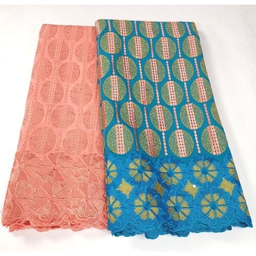 Whiite Swiss Lace Fabrics Fashion Style Good Quality African Swiss 100% Cotton Lace Fabric With Stones Dubai Design 5Yards