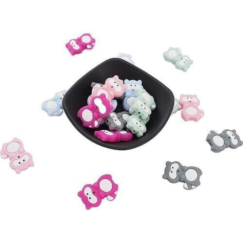 Chenkai 50PCS BPA Free Silicone Raccoon Beads Baby Animal Cartoon Teether Bead For DIY Chewing Dummy Pacifier Chain Accessories