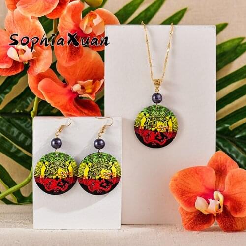 SophiaXuan New Designer Jewelry Set Hawaiian Marshall Colorful Acrylic Flower Necklaces and Earrings Wholesale for Women Holiday
