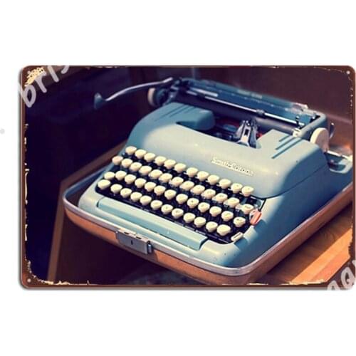 Vintage Baby Blue Typewriter Metal Signs Club Party Living Room Customize Plates Tin sign Posters
