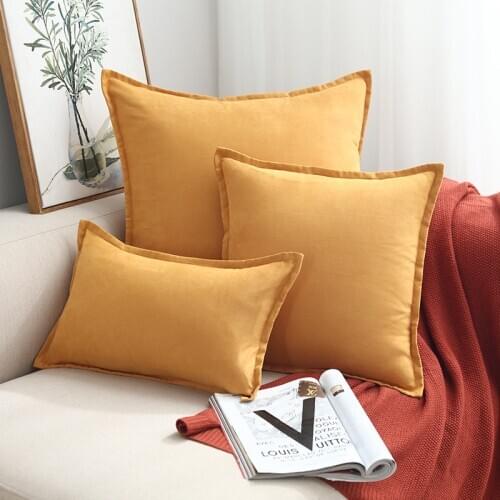 Yellow Solid Soft Velvet Cushion Cover Decorative Pillow Cover with Folding Sofa Cushions 45x45cm Decor Living Room 60x60 30x50