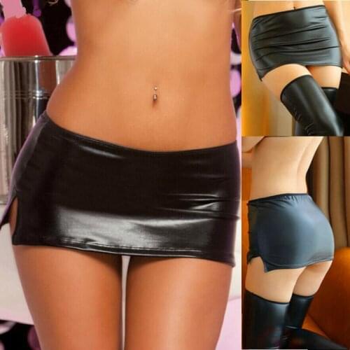 Womens Sexy Black Shirt Mini Skirts Party Club Wear Exotic Lingerie