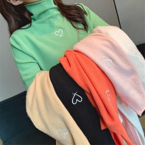 2020 New Mori High Neck Macarons Loose Bottoming High Neck Sweater Women Autumn and Winter Fashion Sweet Lazy Knit Sweater