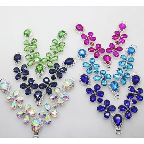 ZMASEY Shoe Buckles 120MM 1PCS Mix Color Rhinestones Sandals Buckles DIY Handwork Shoe Glass Shiny Decoration