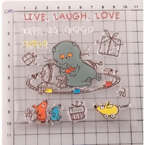 1pc Little Mouse Transparent Seal Clear Silicone Stamp Cutting DIY Scrapbooking Rubber Coloring Embossing Decor Reusable 10*10cm