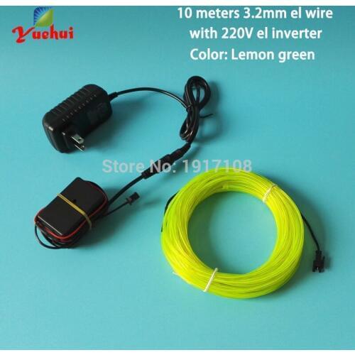 10 Colors Choice10M length 3.2mm diameter LED neon wire El Wire With 100V-220V Flashing Inverter With Home Party Decoration