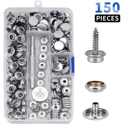 150 Pcs/set Stainless Steel Snap Button Canvas Boat Cover Snap Fastener Socket Screw Tool Kit