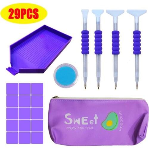 29 Pieces 5D Diamond Painting Tools and Accessories Kits pen Clay Tray Diamond Embroidery Big Tray Bag sets