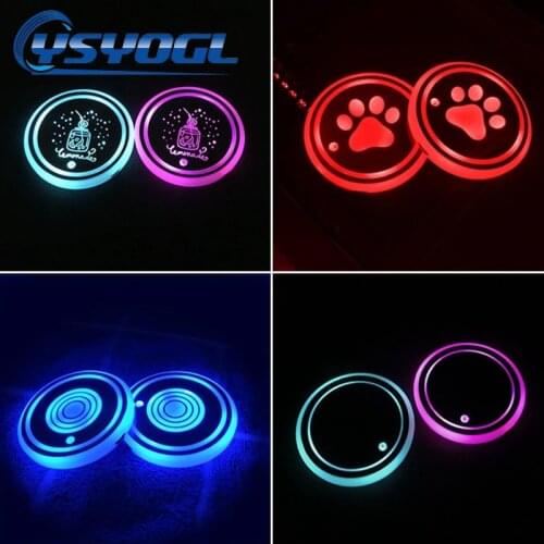 2X LED Car Cup Light Luminous Coaster Drink Holder Accessories For Light