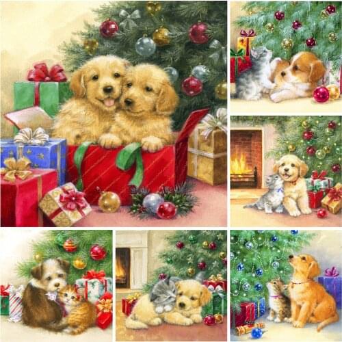 5D DIY Diamond Painting Dog Art Christmas Diamond Embroidery Cat Animal Cross Stitch Mosaic Home Decor Kids Gift