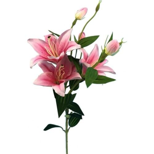 6 Heads/Branch Easter Vivid Artificial Lily Flower Branch Home Wedding Party Decor