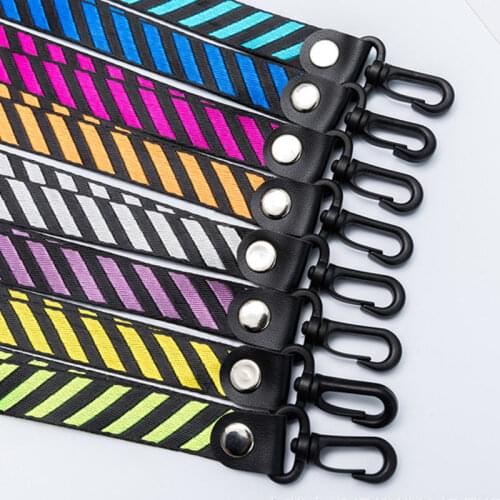 8 Colors Long Short off ow stripes Keychain Ribbon Phone Case Wallet Bag Key Chain Key Ring sleutelhanger Chaveiro portachiavi