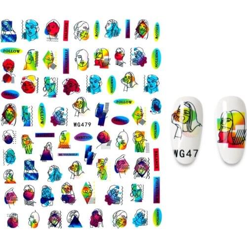 3D Abstract Nails Art Manicure Stickers Sketch Decals Theme Nail Decoration Stickers for Nails