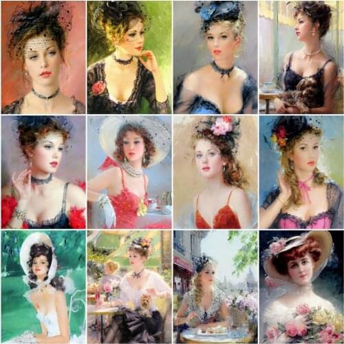 AZQSD Paint By Numbers Woman Acrylic Hand Painted Wall Art Oil Painting By Number Canvas For Adults Handmade Unique Gifts