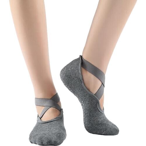6-Color Ballet Shoes Cross Straps Silk Dancing Shoes Non-Slip Particle Bottom High Elastic Dance Terry Socks Soft-Soled Shoes