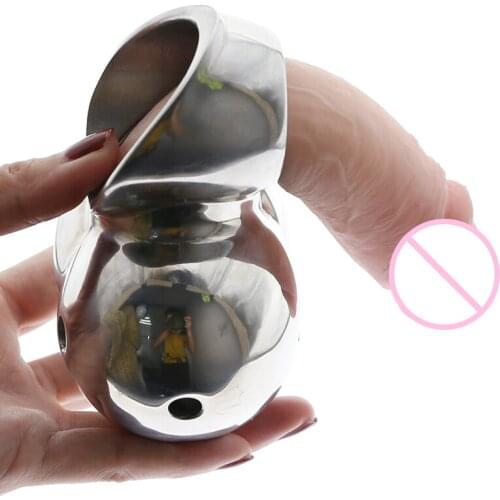 BDSM Bondage Restraint Ball Stretcher Heavy Weight Scrotum CBT Chastity Device Cock Ring With Leash Testis Pendant Cock Cage