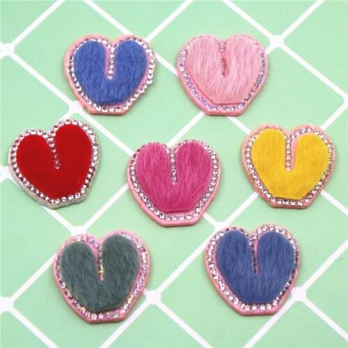 Glitter Paillette rhinestones Hairy Rabbit Ears Pads Patches Appliques for Craft Clothes Sewing Supplies