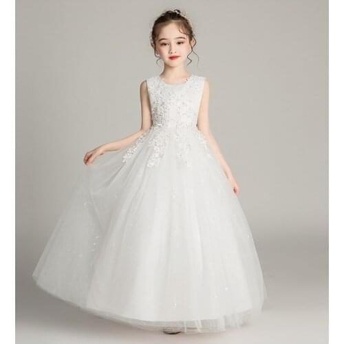 Childrens long wedding puffy mesh gauze princess dress large childrens clothing girls six one performance costume dress