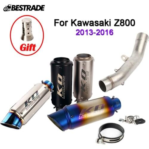 For Kawasaki Z800 2013-2016 Slip On Motorcycle Exhaust System Pipe Connect Mid Link Pipe 51mm Exhaust Muffler Tip With DB Killer