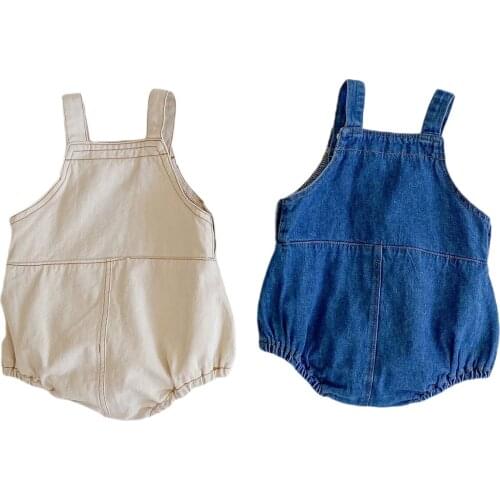 Newborns Romper Baby Clothes Infants Solid Color Jumpsuit Sleeveless Crotch Button Garment For Childrens Clothing Set Summer