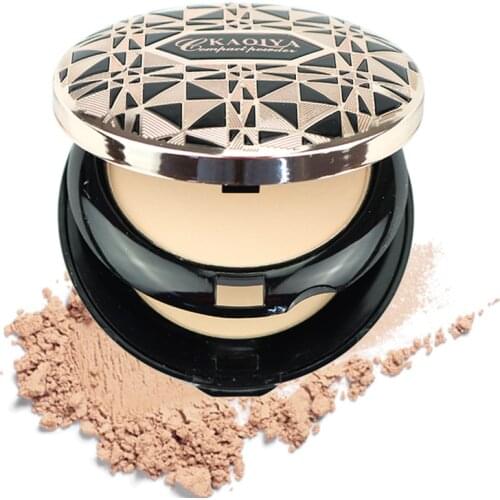 KAQIYA 1010 Compact Powder 2 in 1 Translucent Pressed Powder Cake Super Fine Oil Control Concealer Whitening Waterproof Lasting