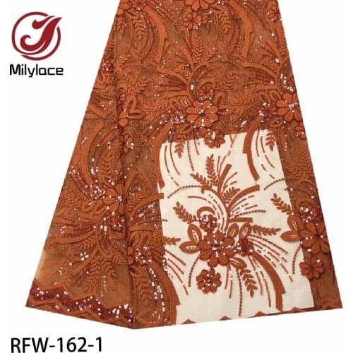 African Net Lace Fabric High Quality Sequines French Mesh Lace Fabric for Wedding Party Dress RFW-162