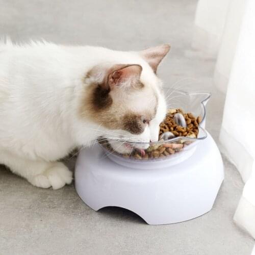 Pet Cat Bowl With Stand Non Slip Lovely Cat Shape Feeding Bowls Waterer Protect Cervical Vertebra Tilt For Pet Dog Food Bowl