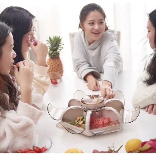 Fashion Lotus Fruit Box Living Room Fruit Tray Transparent Press Type Snack Compartment Storage Box SCVD889