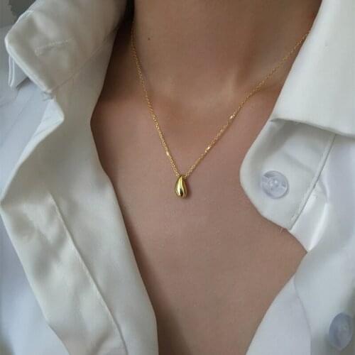 Fashion Water Drop Gold Color Clavicle Chain Necklace For Women Girls Korean Simple Dainty Jewelry Gifts SN2435