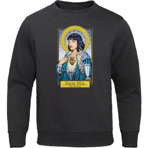 Fiction Saint Mia Retro Mens Hoodies Funny design print Man Sweatshirts Autumn Warm Pullovers Casual Male Hoody Brand Tracksuit