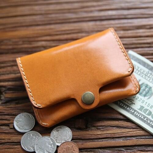 100% Genuine Leather Credit Card Holder For Men Male Vintage Handmade Cowhide Short Small ID Card Holders Purse Mini Wallet Case